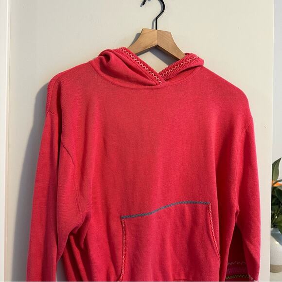 NWT Something Navy Pink Cotton Cashmere Embroidered Hoodie Sweater XS - Picture 6 of 11